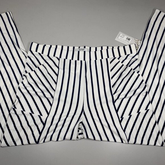 Sympli Women's Hepburn Cropped Pants Navy/White Striped Size 14 – Pull-On - Picture 1 of 6